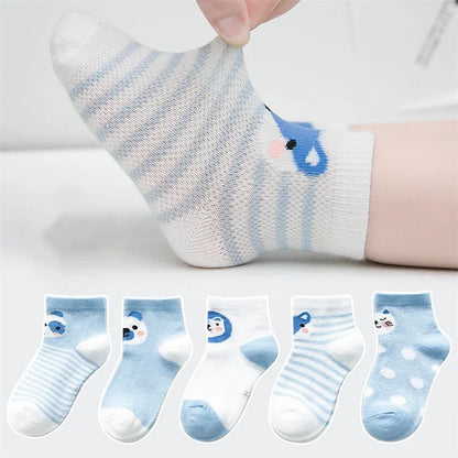 5 Paare/los Kinder Weiche Baumwolle Socken Junge Mädchen Baby, Kleinkind Mode Dünne Mesh Für Frühling Sommer 0-2 jahre Kinder Cartoon Unisex Socke