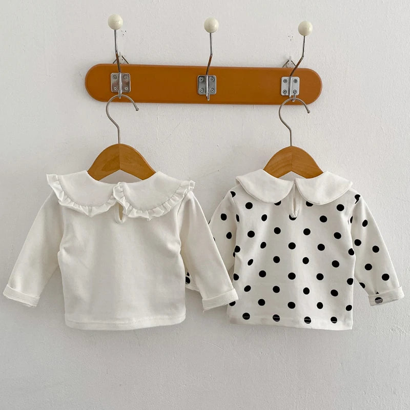 Neue Herbst Baby kleidung, 0-3 Jahre altes Mädchen T-Shirt, Puppen hals Langarm Base Shirt, vielseitige Langarm T-Shirt Top