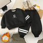 Mädchen plus Samt verdickten Anzug Jungen gepolsterte Sport Set Baby warme Sweatshirt Hose 2 Stück Winter neue Kinder gestreifte Outfit