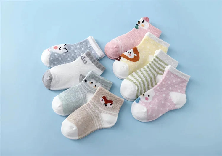 5 paare/satz neue Sommer Soft Print Neugeborene Jungen Mädchen Socken Baumwolle Säugling Boden Socke lässig Cartoon Kleinkind 0-24 Monate