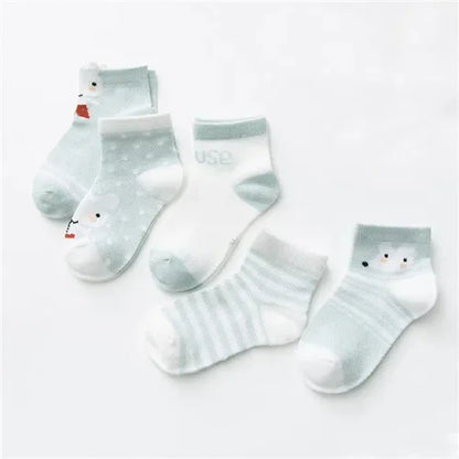 5 Paare/los Kinder Weiche Baumwolle Socken Junge Mädchen Baby, Kleinkind Mode Dünne Mesh Für Frühling Sommer 0-2 jahre Kinder Cartoon Unisex Socke