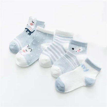 5 Paare/los Kinder Weiche Baumwolle Socken Junge Mädchen Baby, Kleinkind Mode Dünne Mesh Für Frühling Sommer 0-2 jahre Kinder Cartoon Unisex Socke