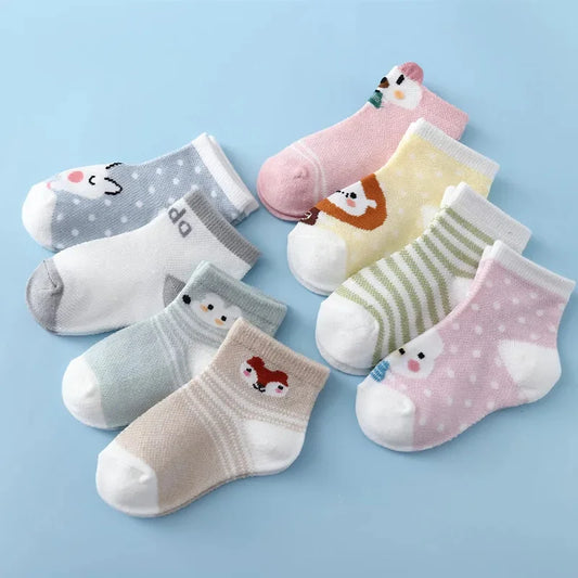 5 paare/satz neue Sommer Soft Print Neugeborene Jungen Mädchen Socken Baumwolle Säugling Boden Socke lässig Cartoon Kleinkind 0-24 Monate