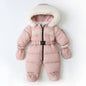 Winter Neugeborenen Baby Overall – Verdickt mit Kapuze und Handschuhen