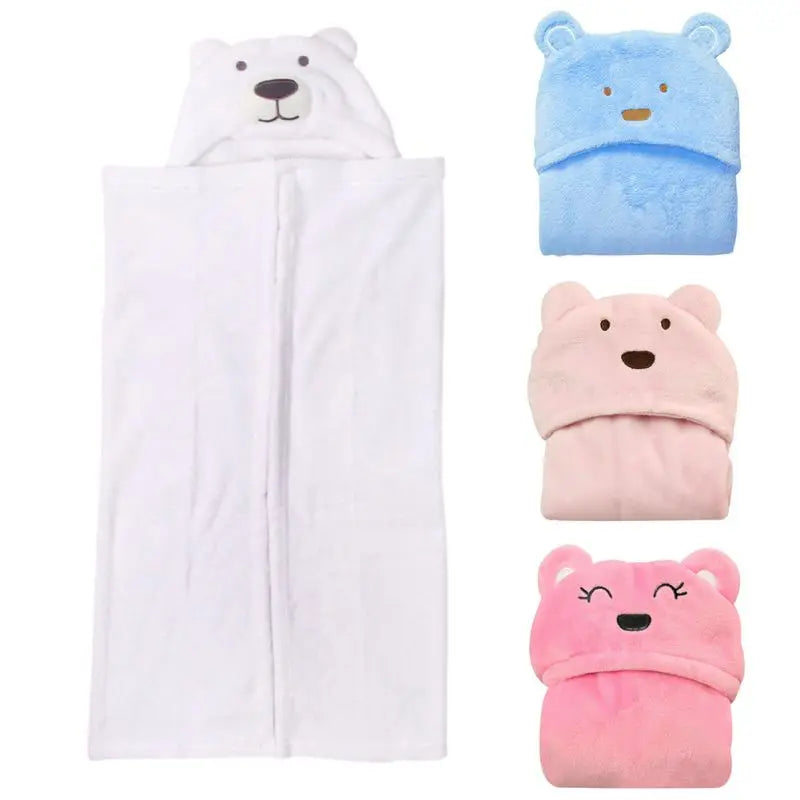 96x76 Neugeborenen Wrap Decke Cartoon Korallen Fleece Baby Mit Kapuze Bad Handtuch Weiche Warme Schlafen Swaddle Wrap Infant Zeug bademantel