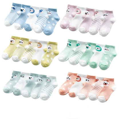 5 Paare/los Kinder Weiche Baumwolle Socken Junge Mädchen Baby, Kleinkind Mode Dünne Mesh Für Frühling Sommer 0-2 jahre Kinder Cartoon Unisex Socke