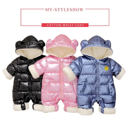 Neugeborene Winter Kinder Jacke wasserdichten Mantel sowie Samt Baby Mädchen Kleidung Schnee anzug Junge Stram pler Kleinkind Kapuze Mantel Overalls