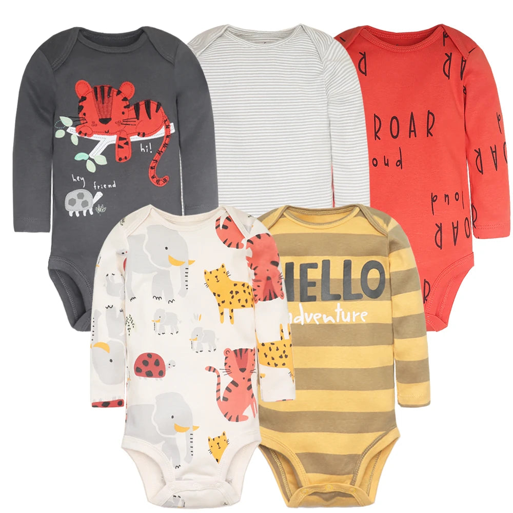 5-teiliges Baby Unisex Bodysuit-Set – 100% Baumwolle