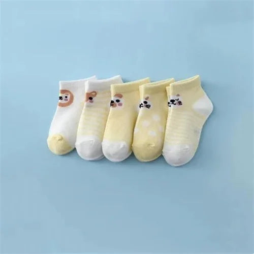 5 paare/satz neue Sommer Soft Print Neugeborene Jungen Mädchen Socken Baumwolle Säugling Boden Socke lässig Cartoon Kleinkind 0-24 Monate