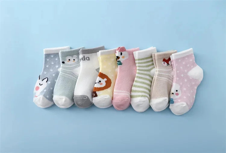 5 paare/satz neue Sommer Soft Print Neugeborene Jungen Mädchen Socken Baumwolle Säugling Boden Socke lässig Cartoon Kleinkind 0-24 Monate