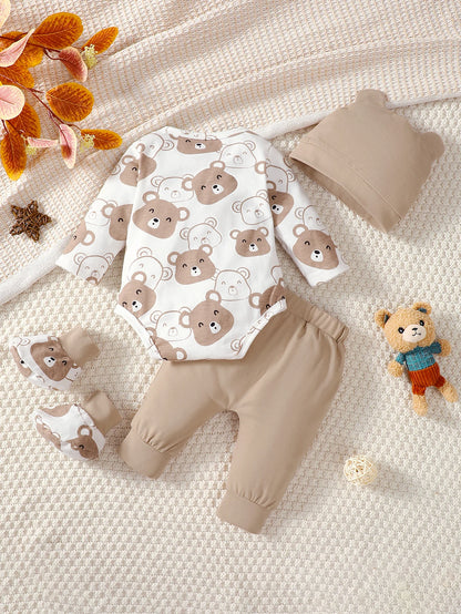 Baby Bär Set - Mütze, socken, Body & Hose