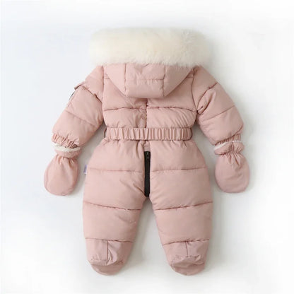 Winter Neugeborenen Baby Overall – Verdickt mit Kapuze und Handschuhen