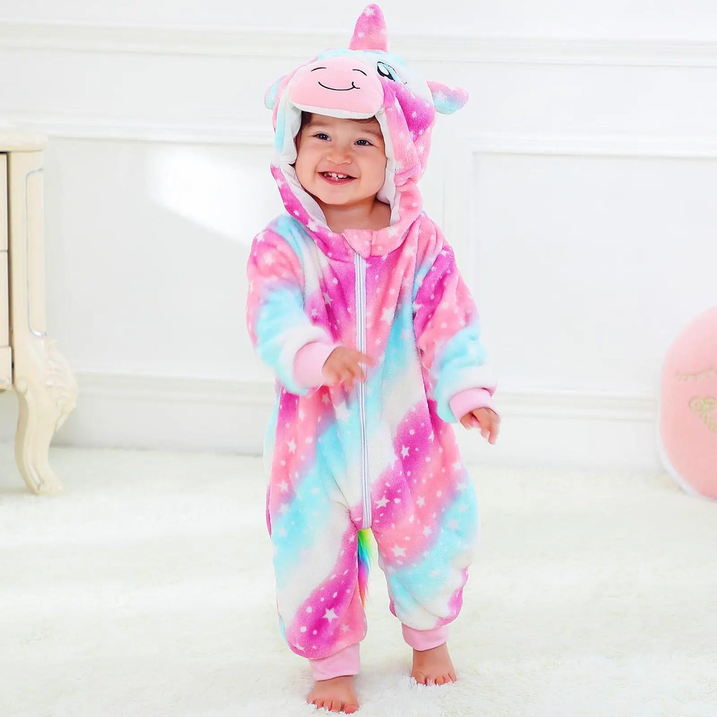 Baby Kigurumi Stich Kuh Einhorn Cartoon Strampler Infant Kinder Tier Overall Mädchen Jungen Cosplay Pyjama Kostüme Für Weihnachten