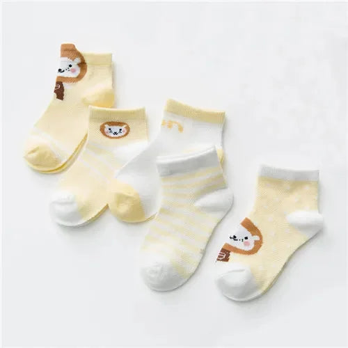 5 Paare/los Kinder Weiche Baumwolle Socken Junge Mädchen Baby, Kleinkind Mode Dünne Mesh Für Frühling Sommer 0-2 jahre Kinder Cartoon Unisex Socke