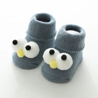 Herbst Winter Baby Mädchen Weiche Baumwolle Terry Boden Socken Neugeborenen 3D Puppe Cartoon Tier Bogen Anti Slip Schuhe für Kleinkind junge Kleidung