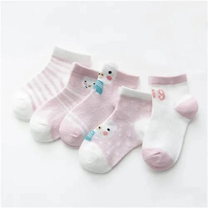 5 Paare/los Kinder Weiche Baumwolle Socken Junge Mädchen Baby, Kleinkind Mode Dünne Mesh Für Frühling Sommer 0-2 jahre Kinder Cartoon Unisex Socke