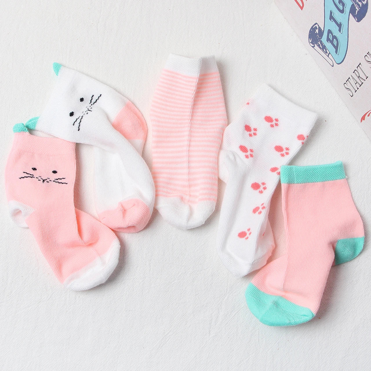 5Pairs Nette Gestreifte Baby Socken Cartoon Kaninchen Neugeborenen Kurze Socke für Junge Mädchen Frühling Herbst Baumwolle Kinder Kurze Socken