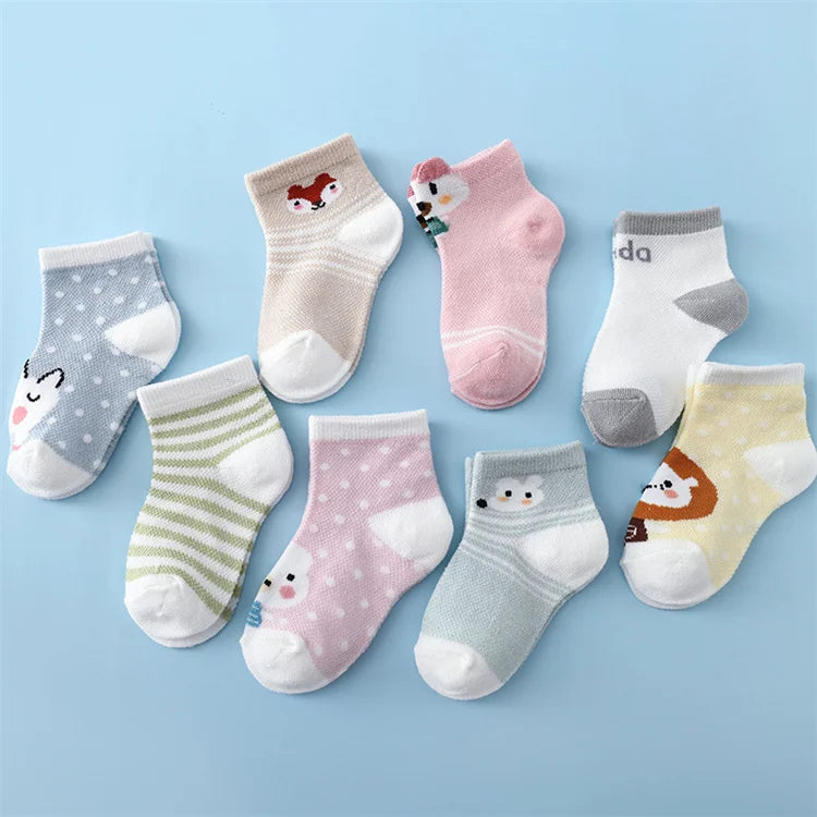 5 Paare/los Kinder Weiche Baumwolle Socken Junge Mädchen Baby, Kleinkind Mode Dünne Mesh Für Frühling Sommer 0-2 jahre Kinder Cartoon Unisex Socke