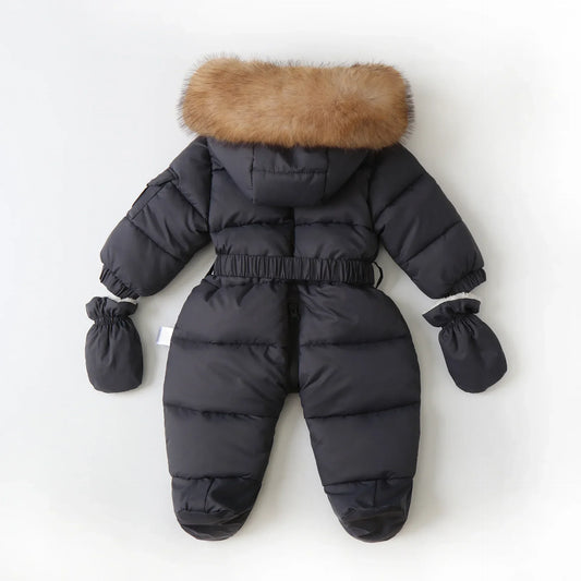 Winter Neugeborenen Baby Overall – Verdickt mit Kapuze und Handschuhen