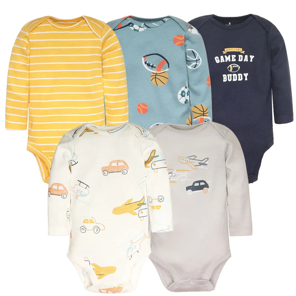 5-teiliges Baby Unisex Bodysuit-Set – 100% Baumwolle