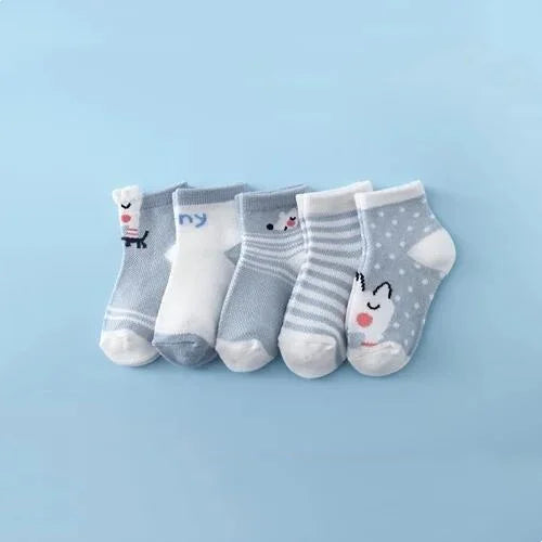 5 paare/satz neue Sommer Soft Print Neugeborene Jungen Mädchen Socken Baumwolle Säugling Boden Socke lässig Cartoon Kleinkind 0-24 Monate