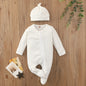 Jungen Mädchen Overall Kleidung Neugeborene Baby feste Farbe Langarm Reiß verschluss Bodysuit Säugling Babe Stram pler 3-6-9-18m für vier Jahreszeiten