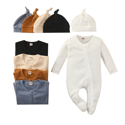 Jungen Mädchen Overall Kleidung Neugeborene Baby feste Farbe Langarm Reiß verschluss Bodysuit Säugling Babe Stram pler 3-6-9-18m für vier Jahreszeiten