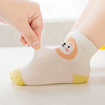 5 Paare/los Kinder Weiche Baumwolle Socken Junge Mädchen Baby, Kleinkind Mode Dünne Mesh Für Frühling Sommer 0-2 jahre Kinder Cartoon Unisex Socke