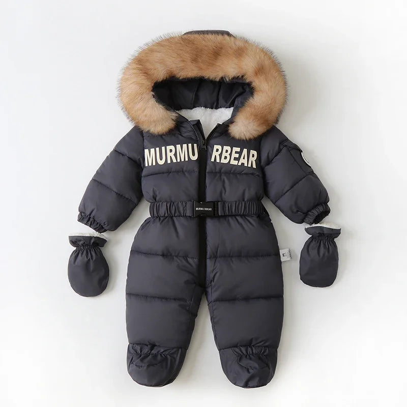 Winter Neugeborenen Baby Overall – Verdickt mit Kapuze und Handschuhen