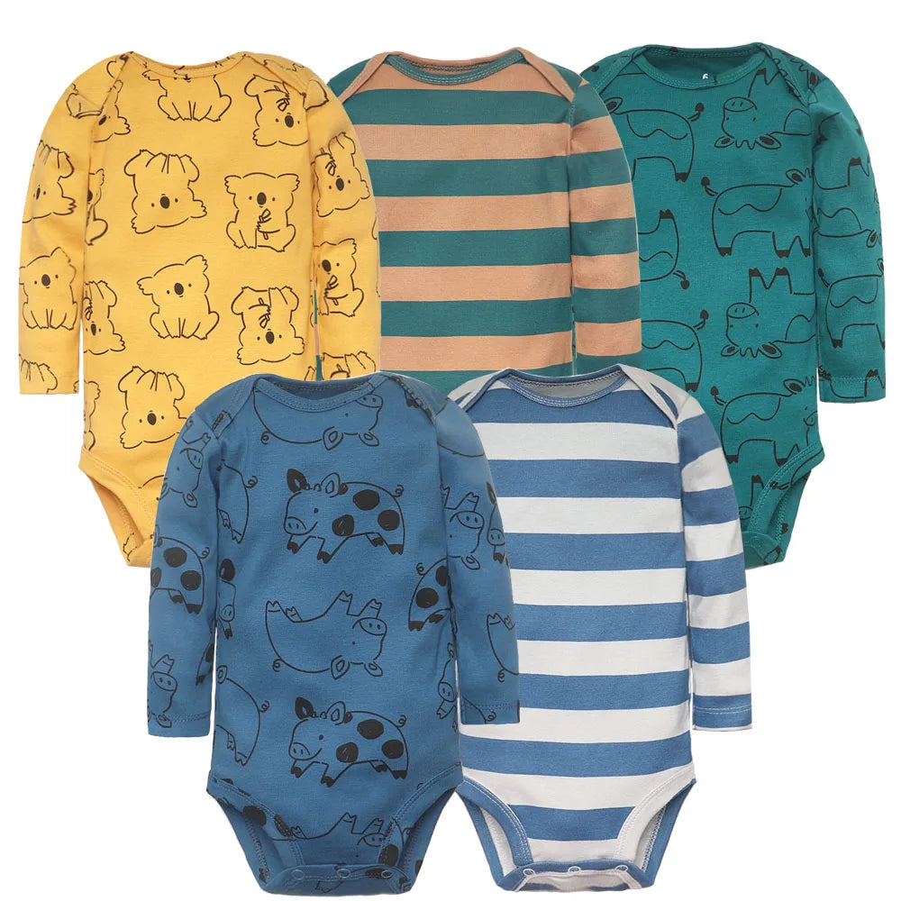 5-teiliges Baby Unisex Bodysuit-Set – 100% Baumwolle