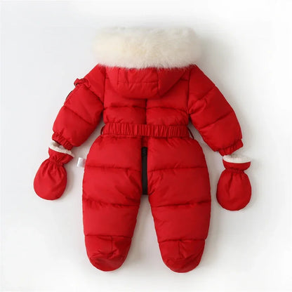 Winter Neugeborenen Baby Overall – Verdickt mit Kapuze und Handschuhen