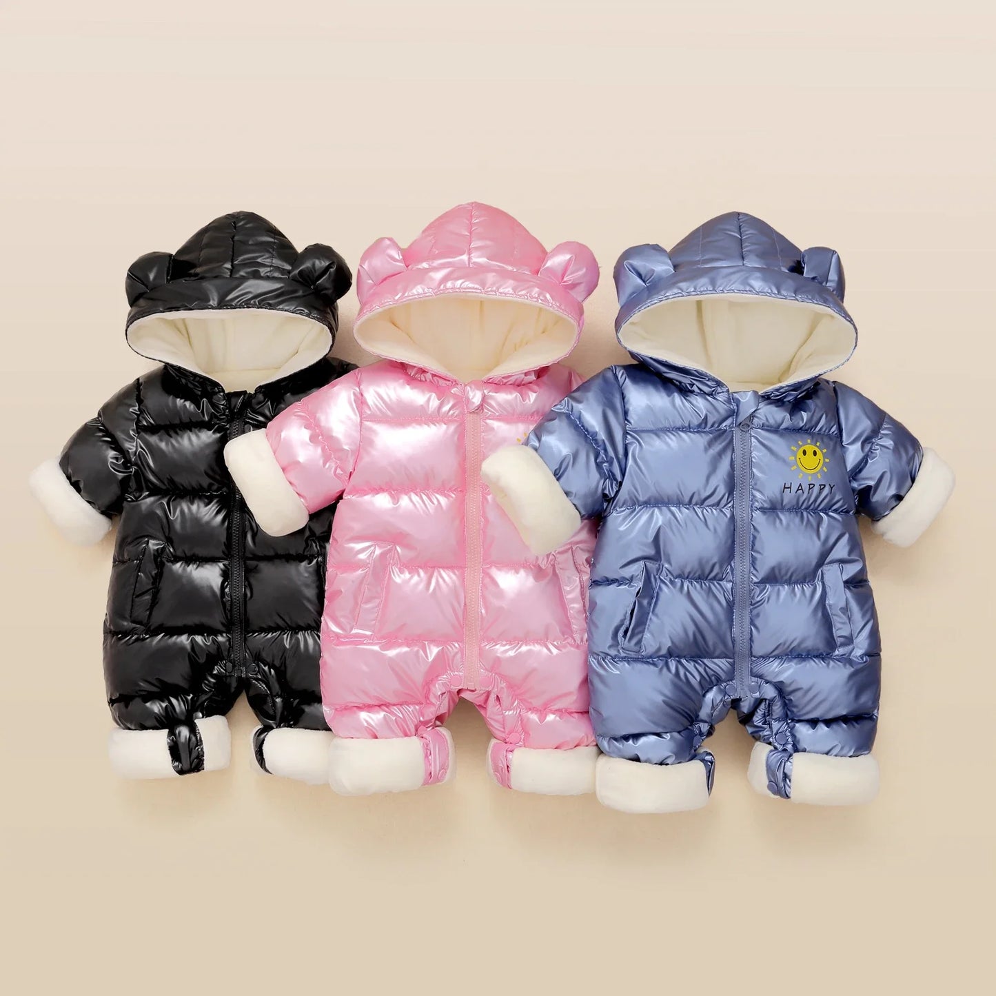 Neugeborene Winter Kinder Jacke wasserdichten Mantel sowie Samt Baby Mädchen Kleidung Schnee anzug Junge Stram pler Kleinkind Kapuze Mantel Overalls