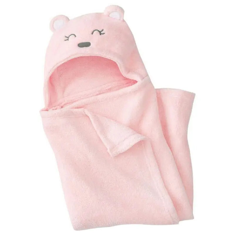 96x76 Neugeborenen Wrap Decke Cartoon Korallen Fleece Baby Mit Kapuze Bad Handtuch Weiche Warme Schlafen Swaddle Wrap Infant Zeug bademantel