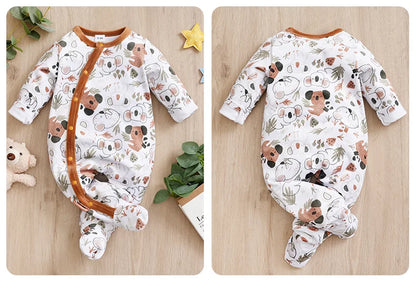 Baby Fuß Strampler Set – Bestickter Koala Winter Langarm Jumpsuit