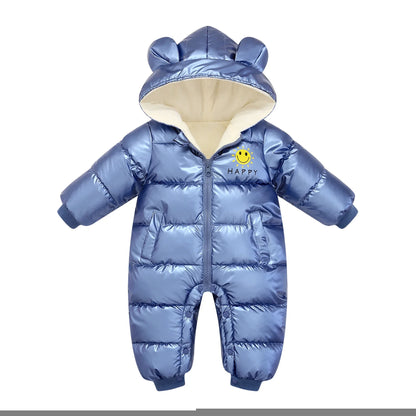 Neugeborene Winter Kinder Jacke wasserdichten Mantel sowie Samt Baby Mädchen Kleidung Schnee anzug Junge Stram pler Kleinkind Kapuze Mantel Overalls